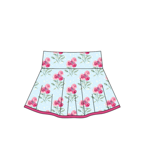 Light blue floral kids girls activewear skirt