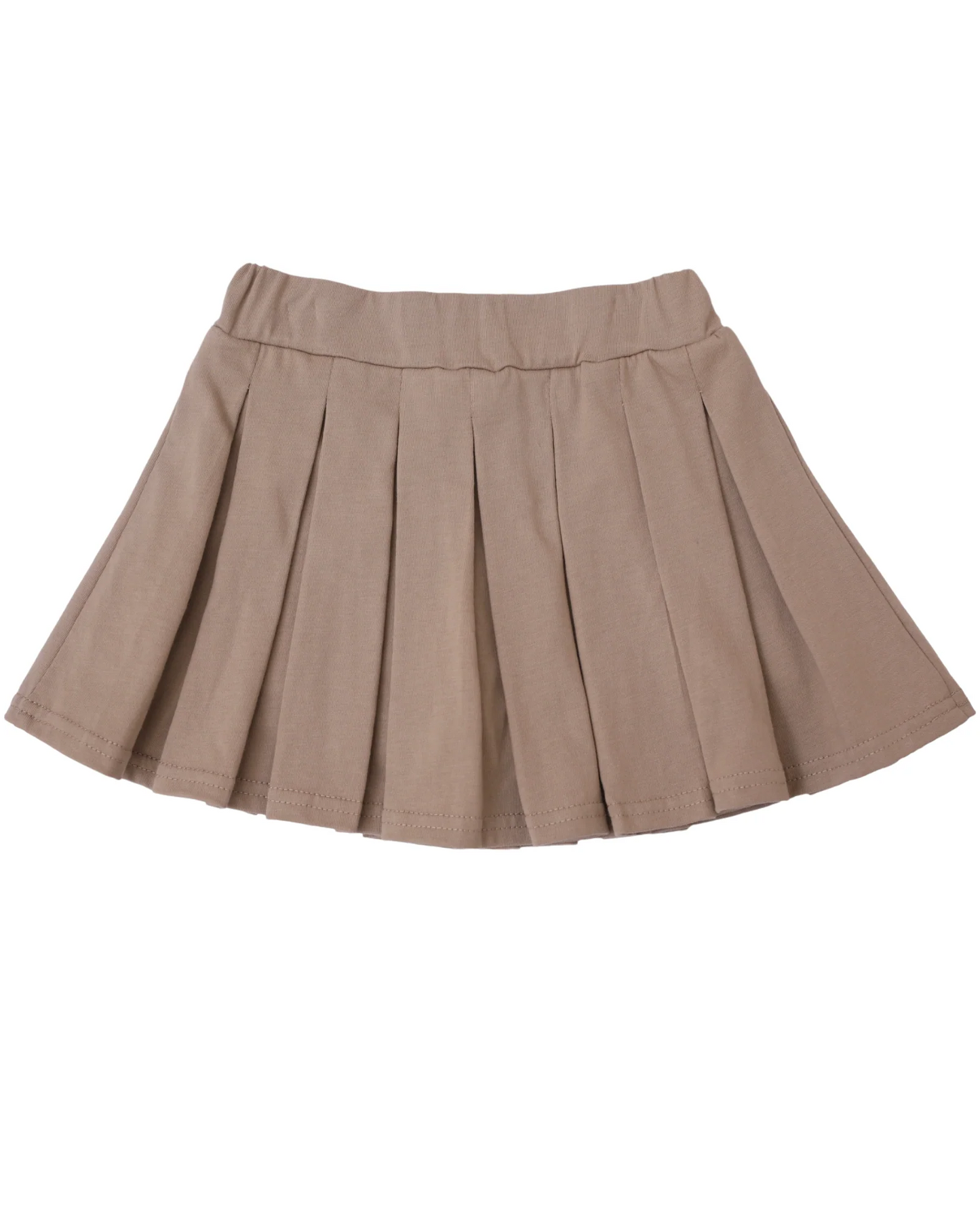 Khaki cotton kids girls summer pleated skirt