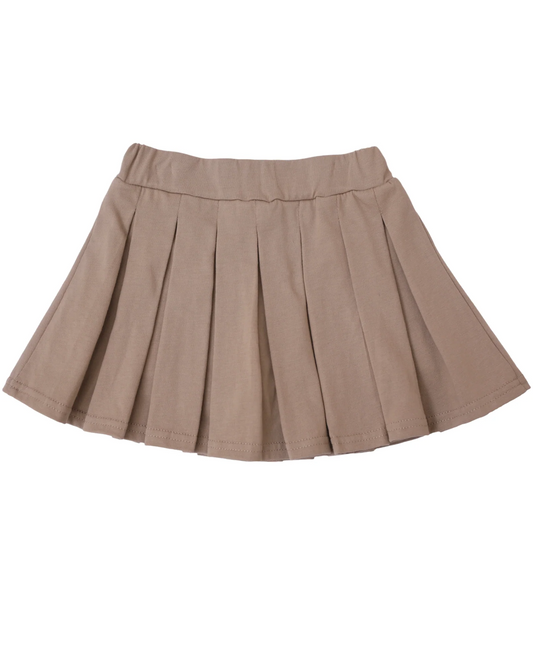 Khaki cotton kids girls summer pleated skirt