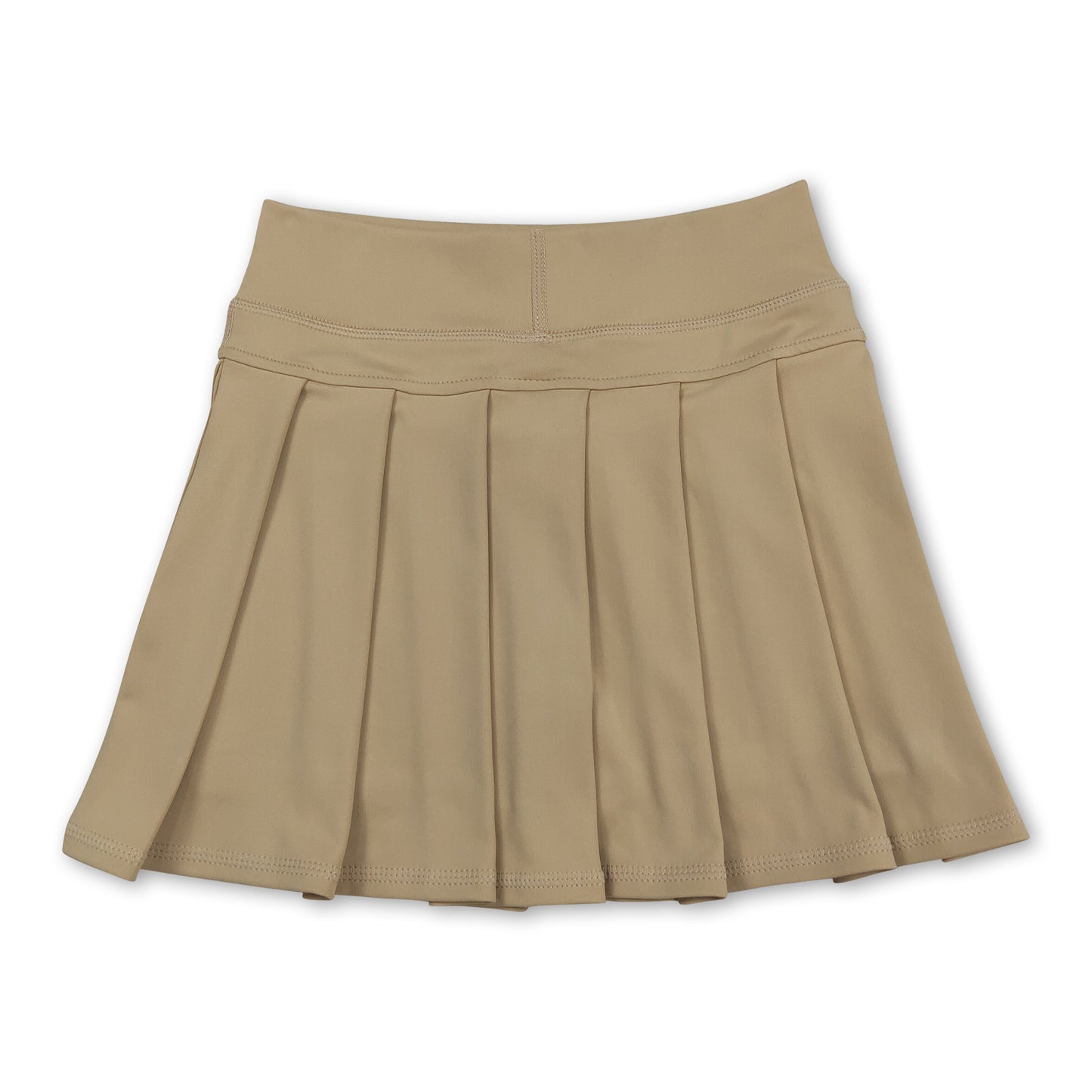 Khaki high waist kids girls summer activewear pleated skorts