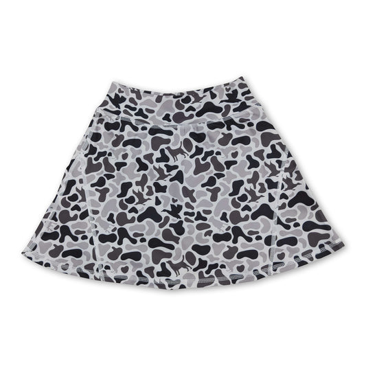 High waist duck dog camo kids girls activewear skirt