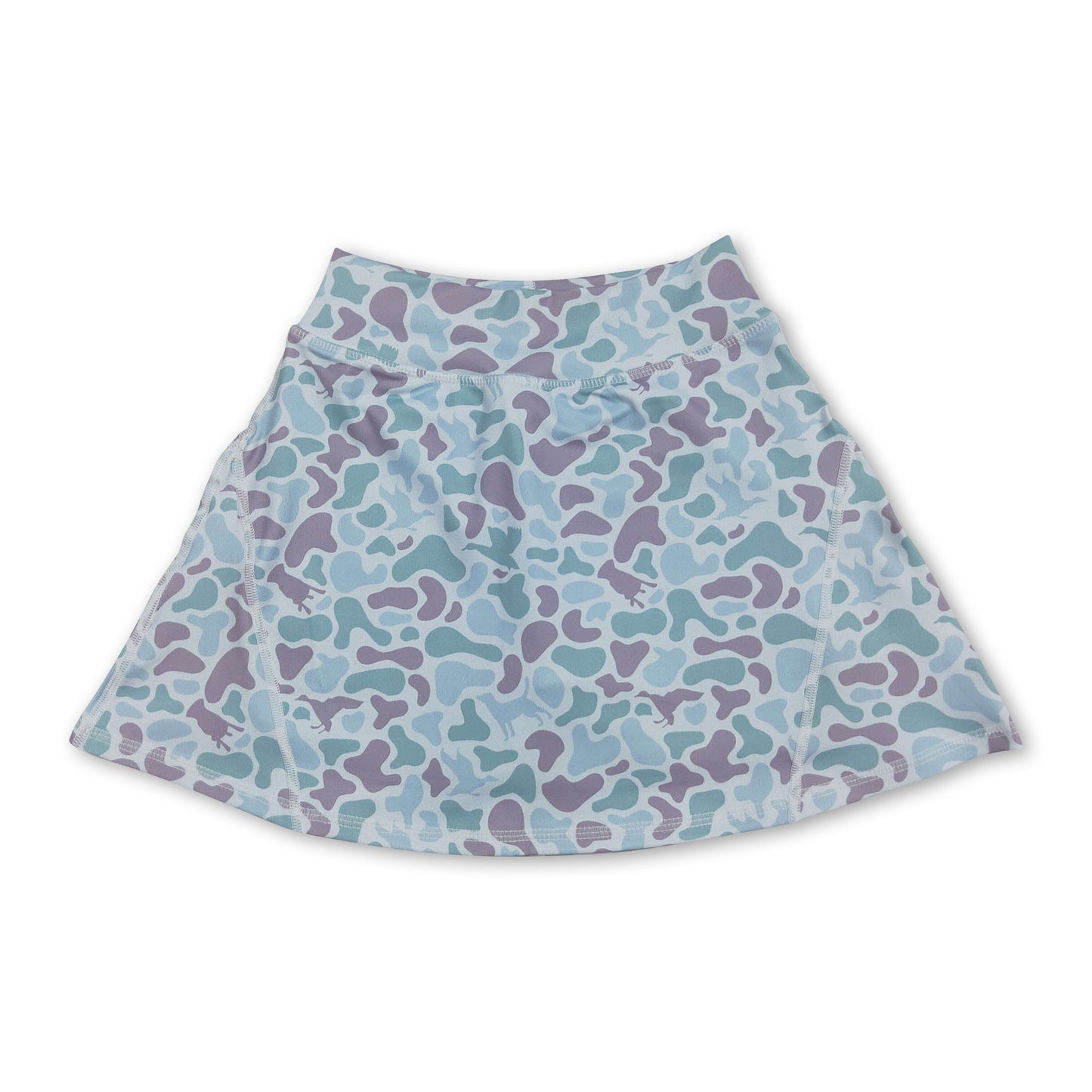 High waist light green duck dog camo kids girls activewear skirt