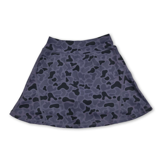 High waist dark duck dog camo kids girls activewear skirt