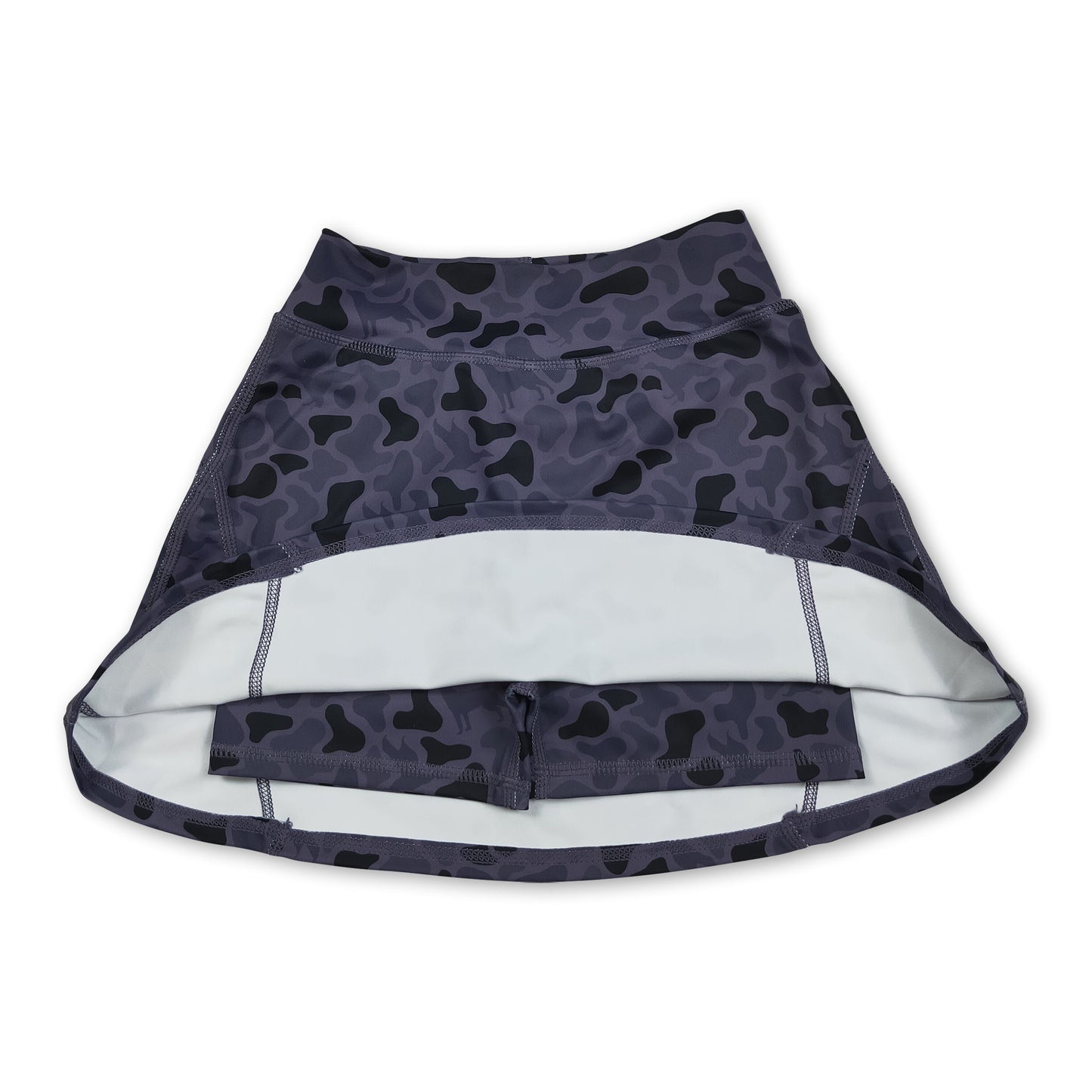 High waist dark duck dog camo kids girls activewear skirt