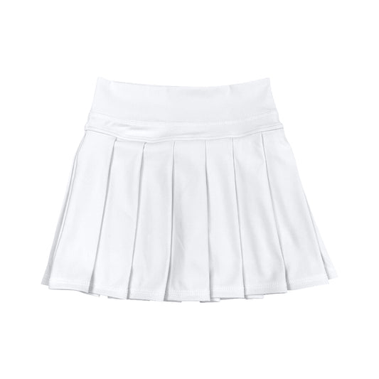 White high waist kids girls summer activewear pleated skorts