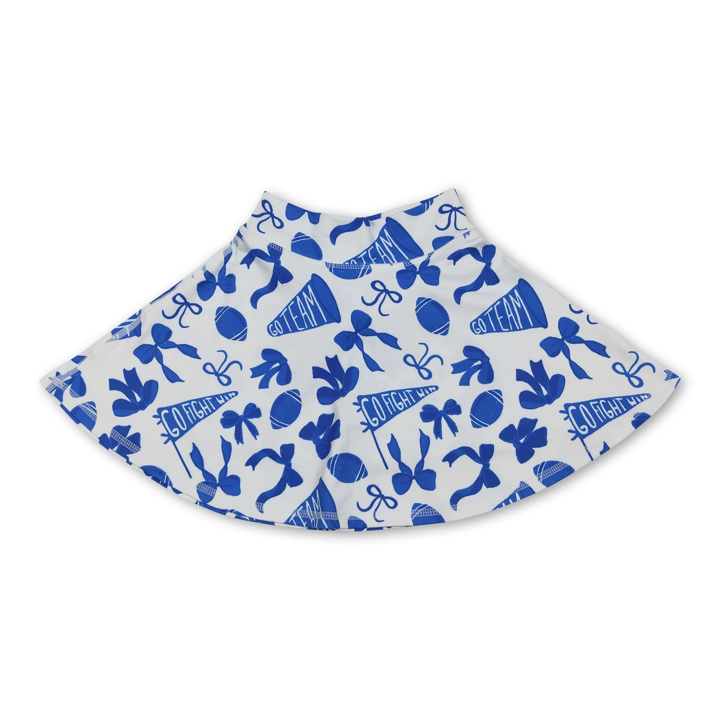 Blue bow football go team kids girls activewear skirt