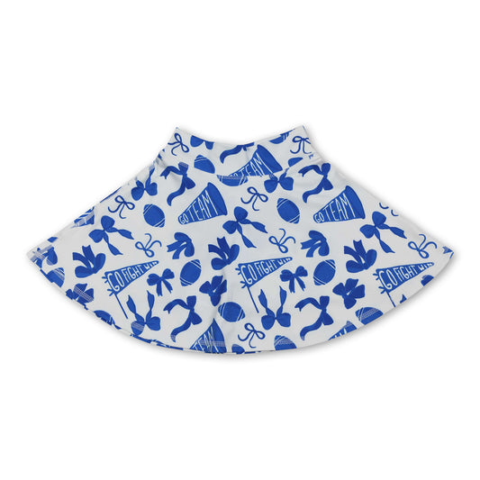 Blue bow football go team kids girls activewear skirt