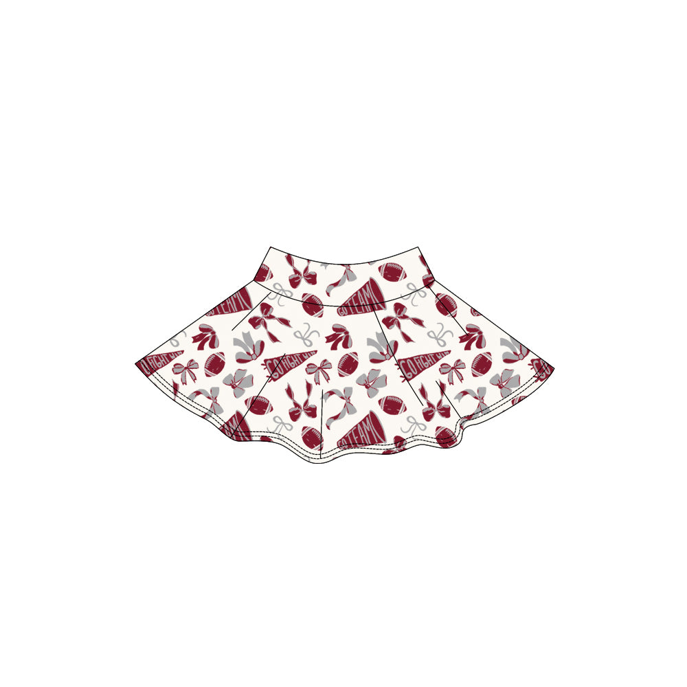 Maroon bow football go team kids girls activewear skirt