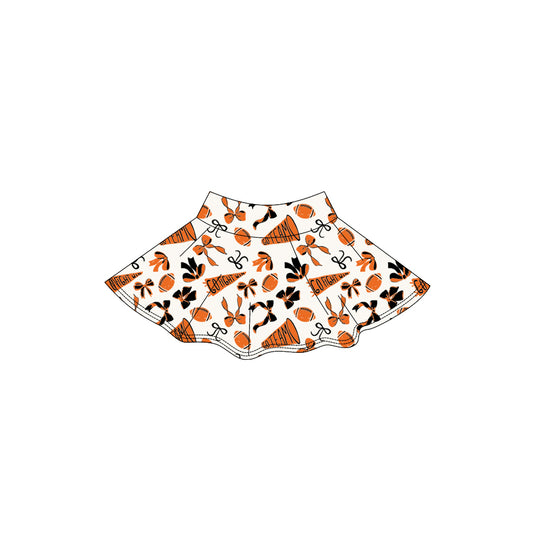 Orange bow football go team kids girls activewear skirt