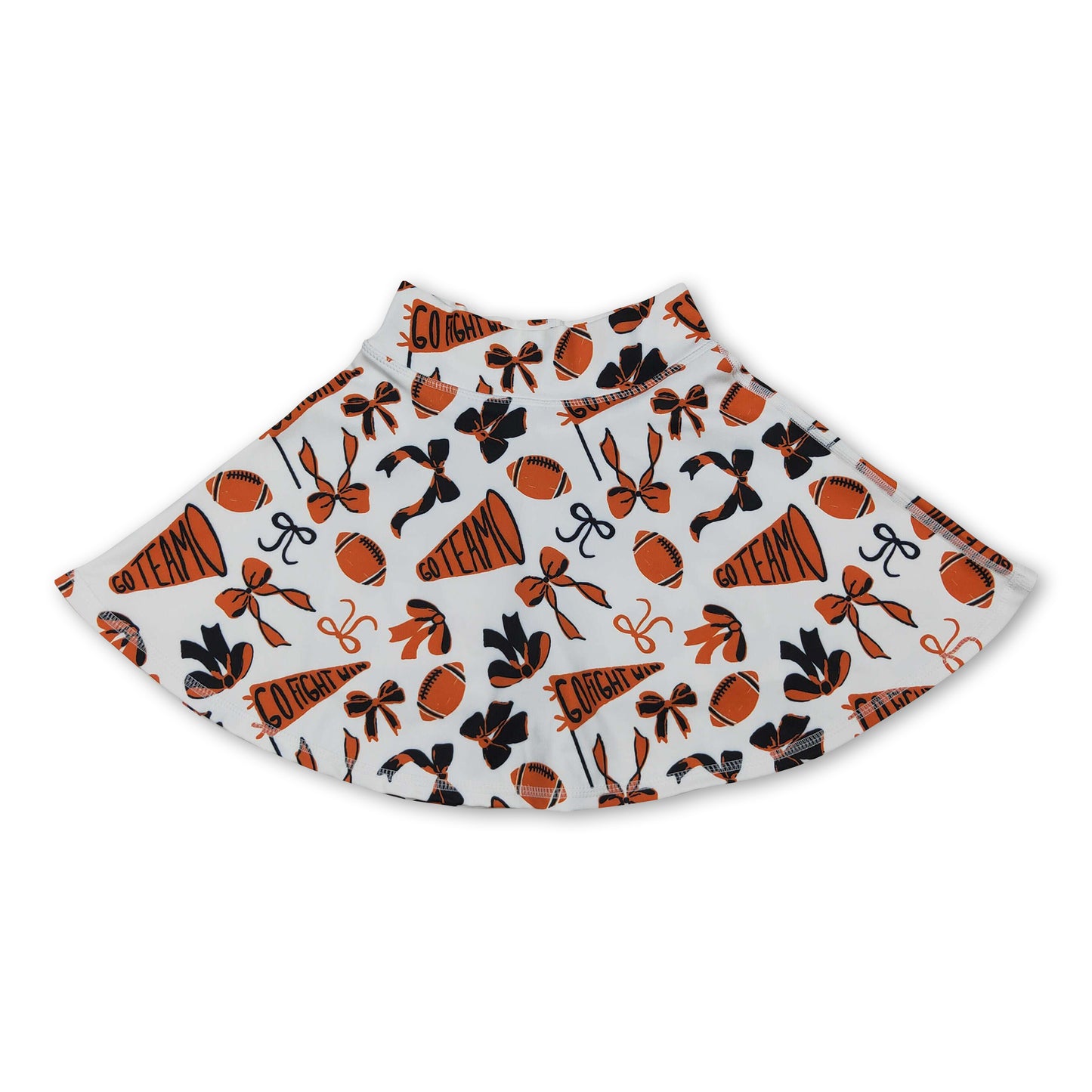 Orange bow football go team kids girls activewear skirt