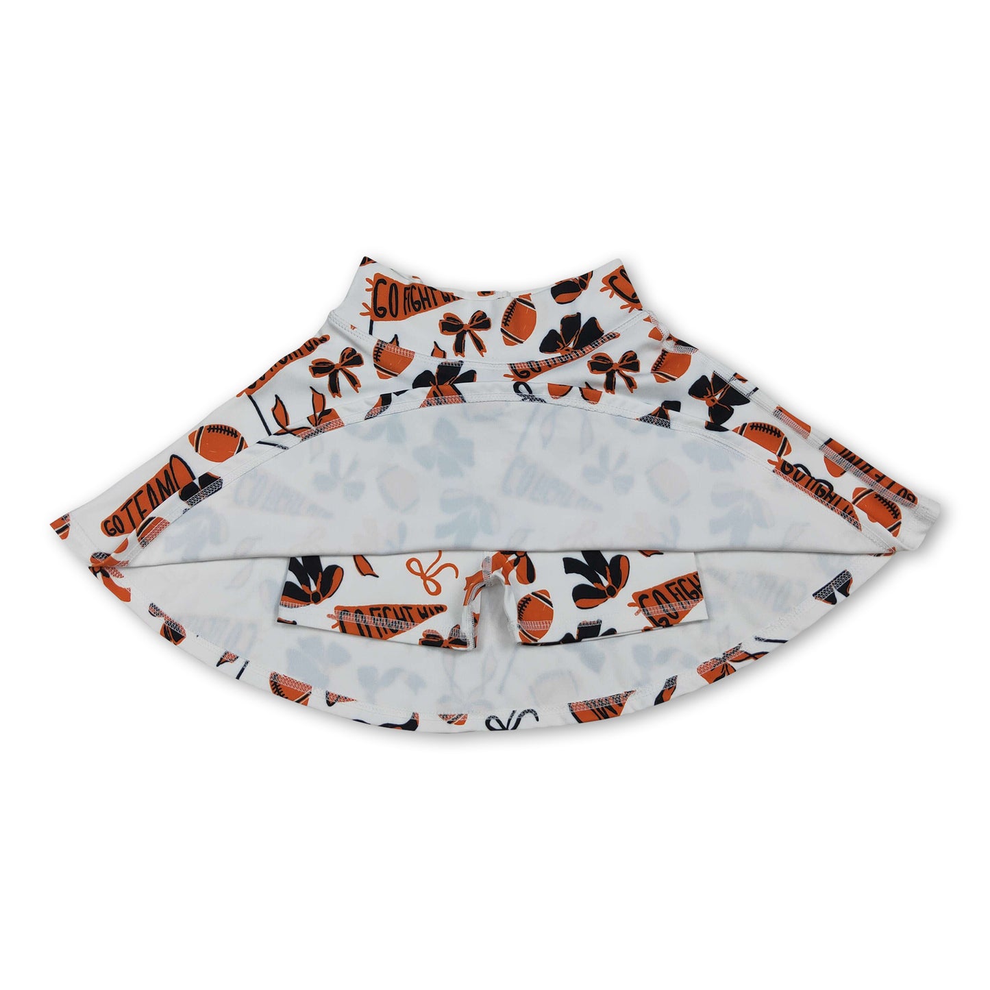 Orange bow football go team kids girls activewear skirt