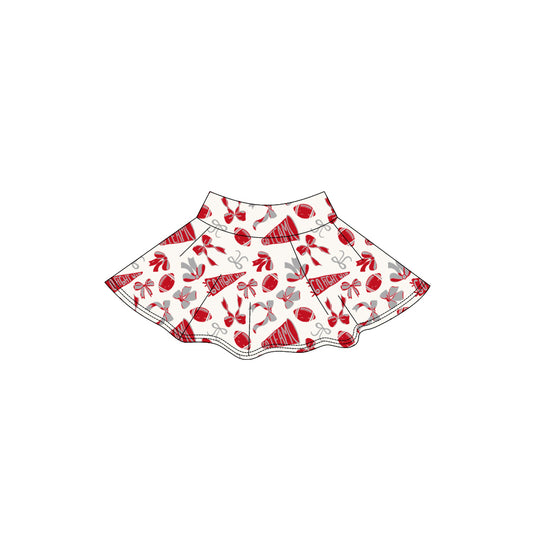 Red bow football go team kids girls activewear skirt