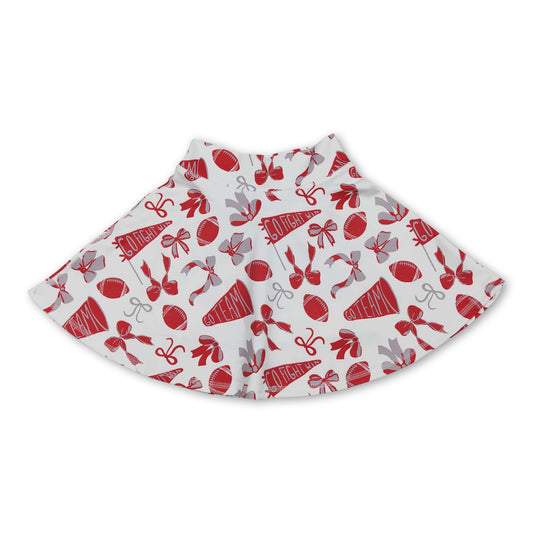 Red bow football go team kids girls activewear skirt