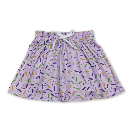 Purple green yellow ice cream sprinkle girls Mardi Gras skirt