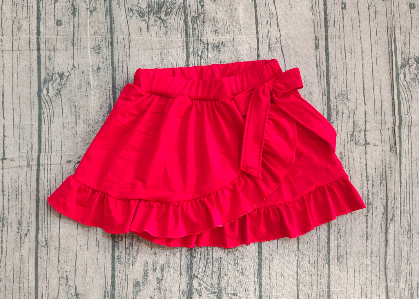 Red bow ruffle kids girls summer active yoga skirt