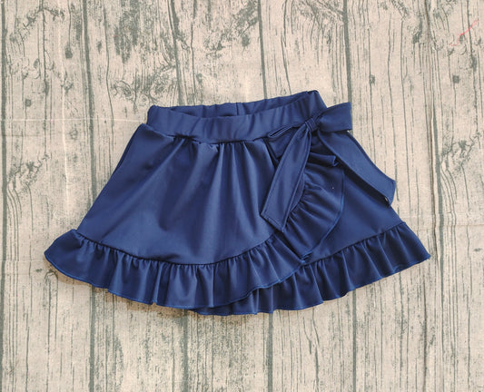 Navy bow ruffle kids girls summer active yoga skirt