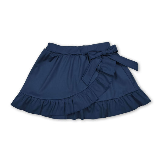 Navy bow ruffle kids girls summer active yoga skirt