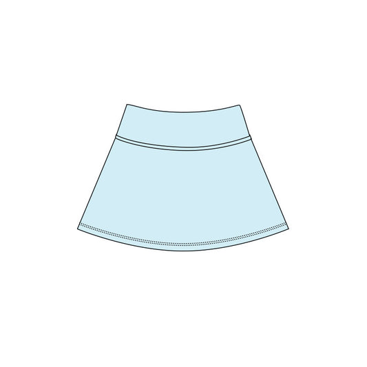 Light blue high waist kids girls active yoga skirt