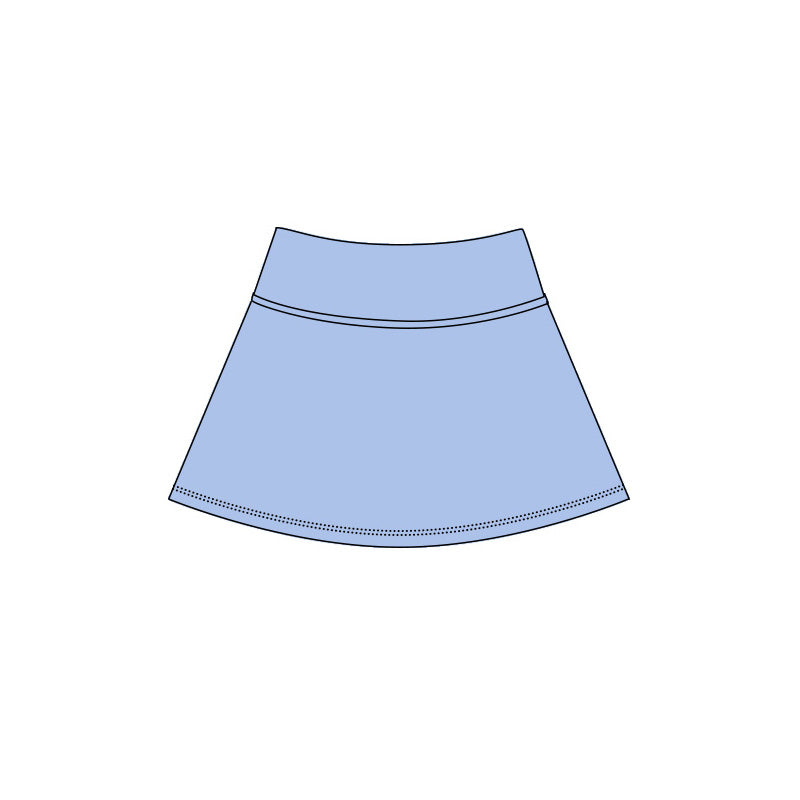 Blue high waist kids girls active yoga skirt