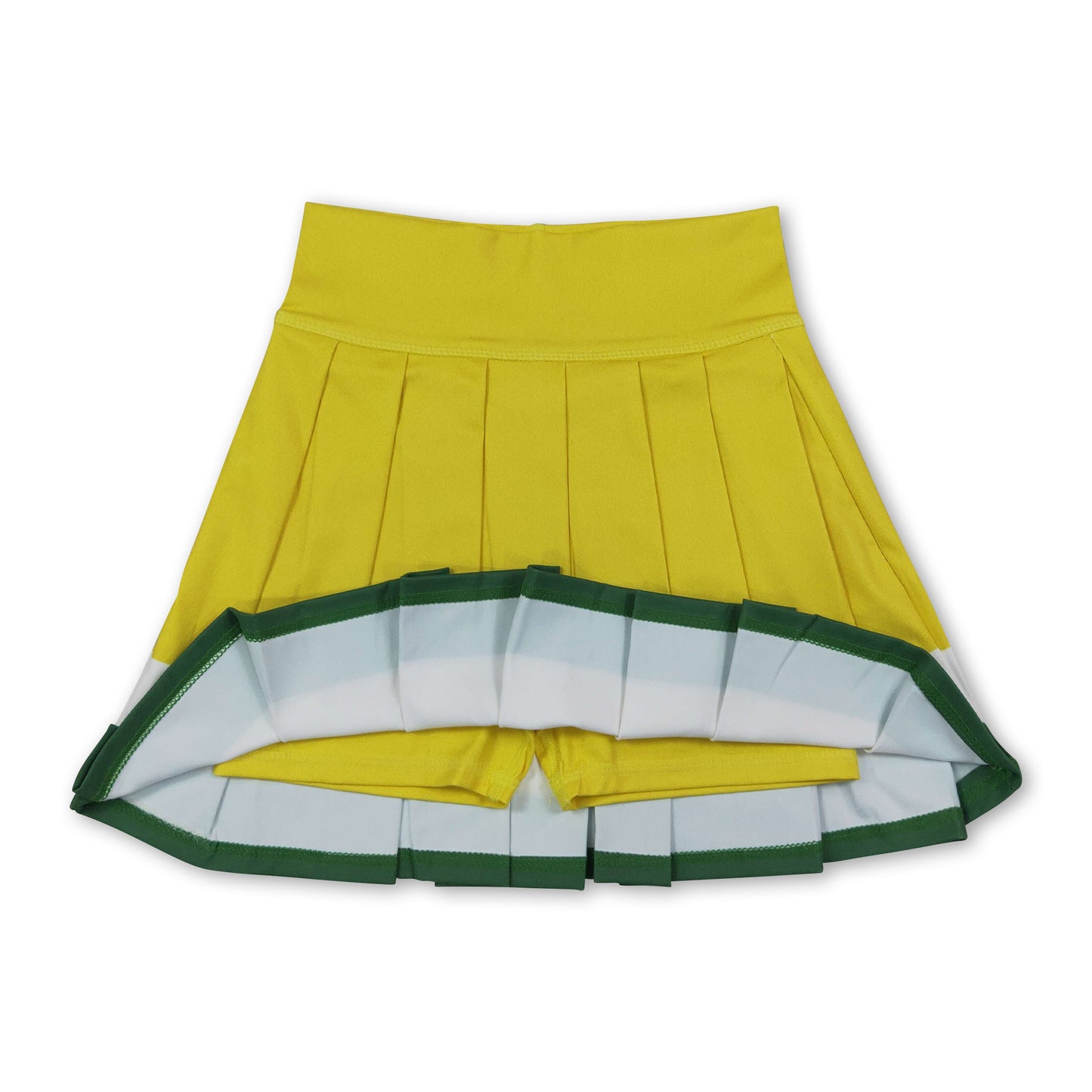 Yellow white green kids girls team active pleated skirt