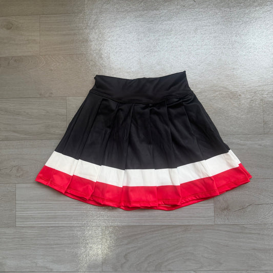 Black white red kids girls team active pleated skirt