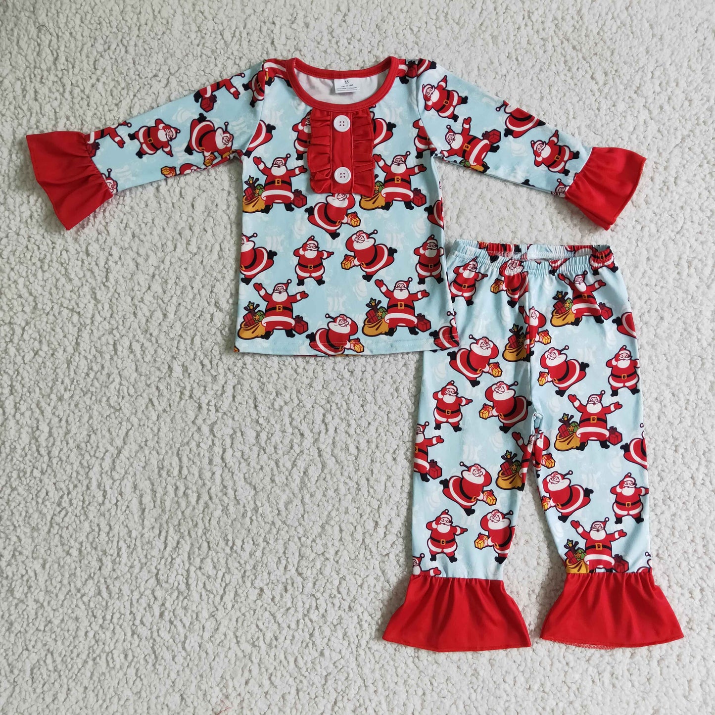 Santa gift long sleeves girls Christmas pajamas