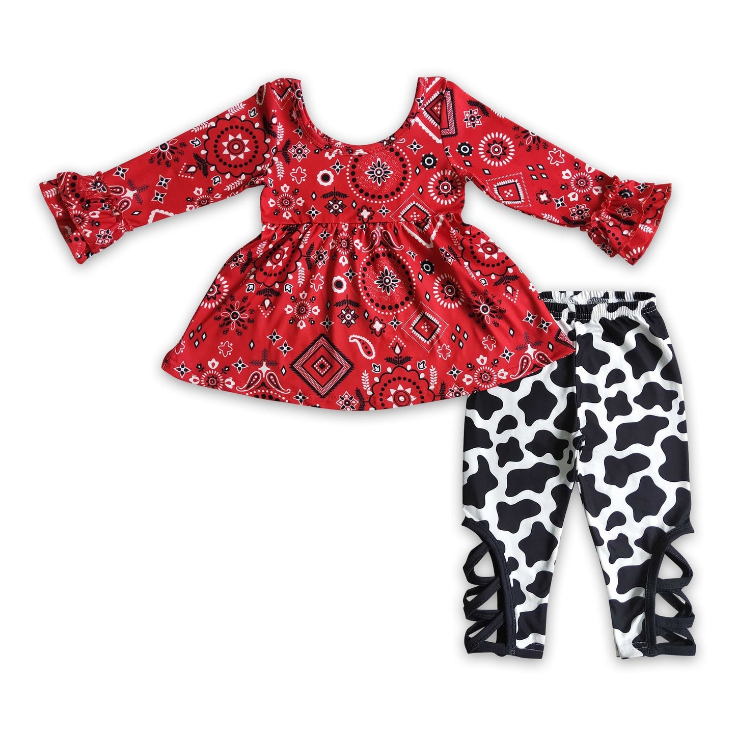 Red paisley tunic cow leggings girsl clothes