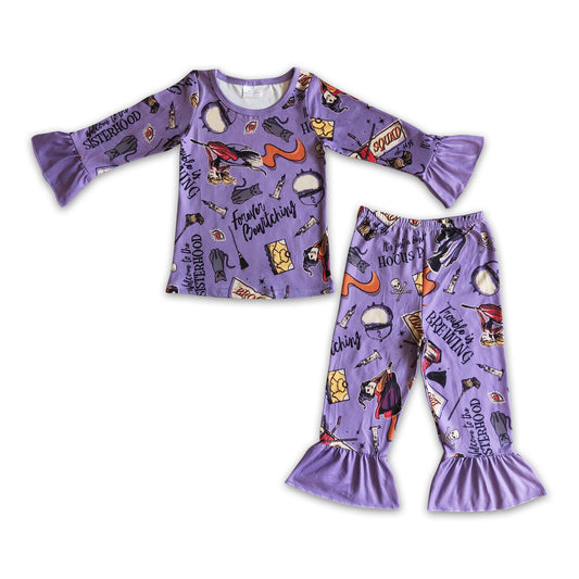 Long sleeves witches girls Halloween pajamas