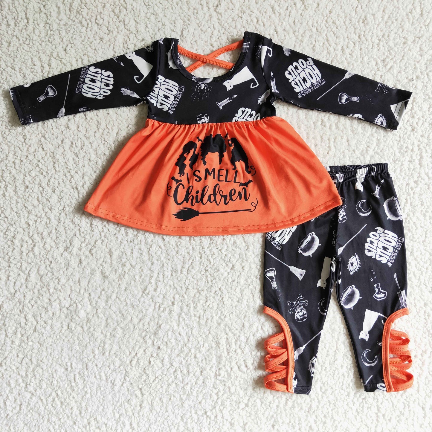 Smell children tunic witches leggings girls Halloween clothes