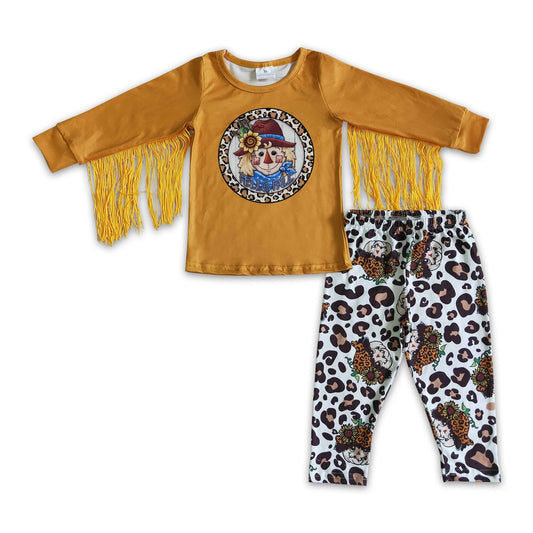 Hello fall tassels shirt scarecrow leggings kids clothes