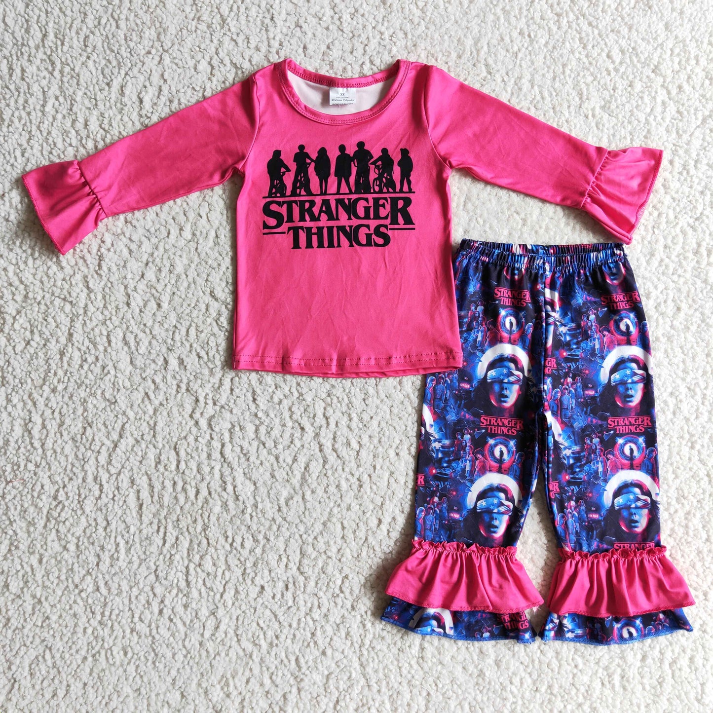 Hot pink shirt stranger ruffle pants girls clothes