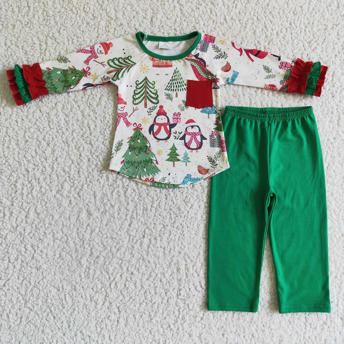 Christmas tree shirt green pants girls clothes