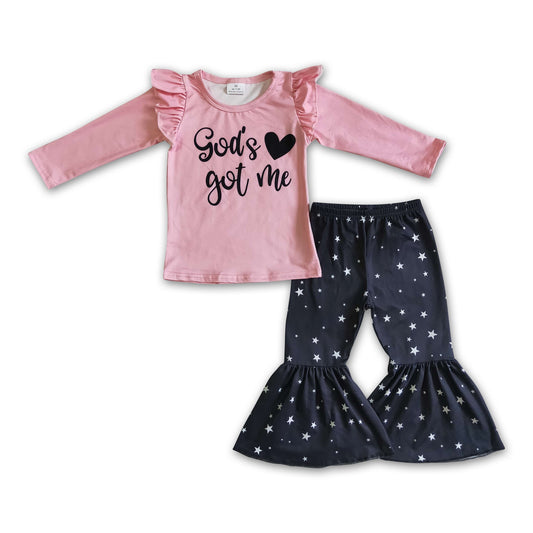 God's got me pink shirt star pants girls boutique clothing