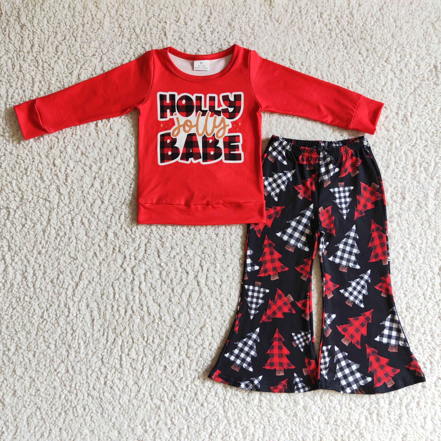 Holly jolly babe shirt Christmas tree kids girls clothes