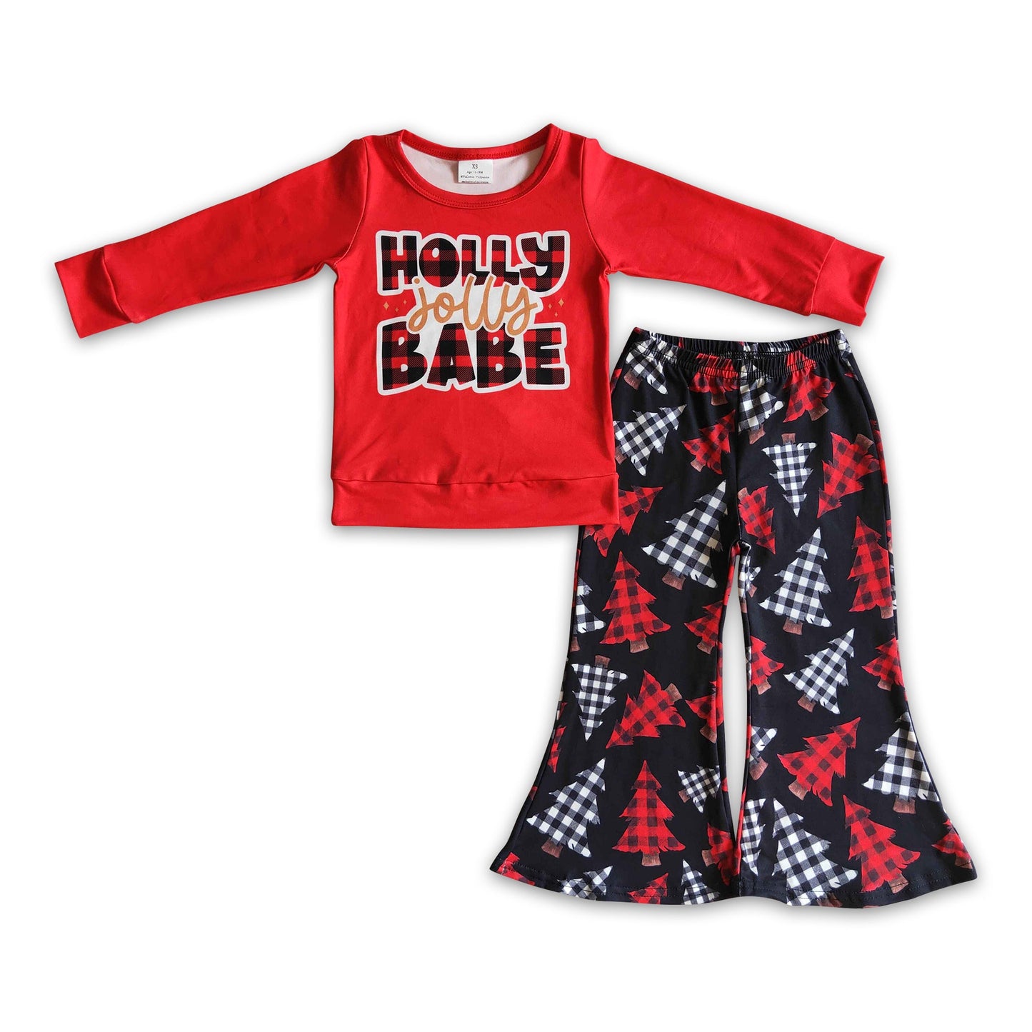 Holly jolly babe shirt Christmas tree kids girls clothes