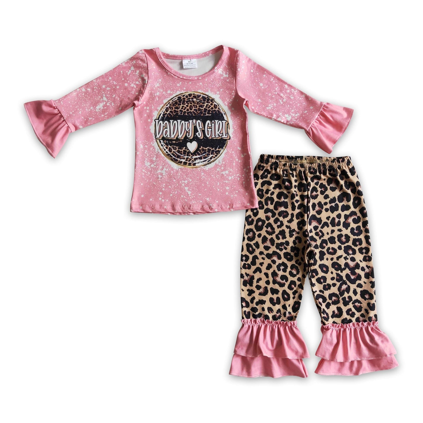 Daddy's girls pink shirt leopard pants girls clothing set