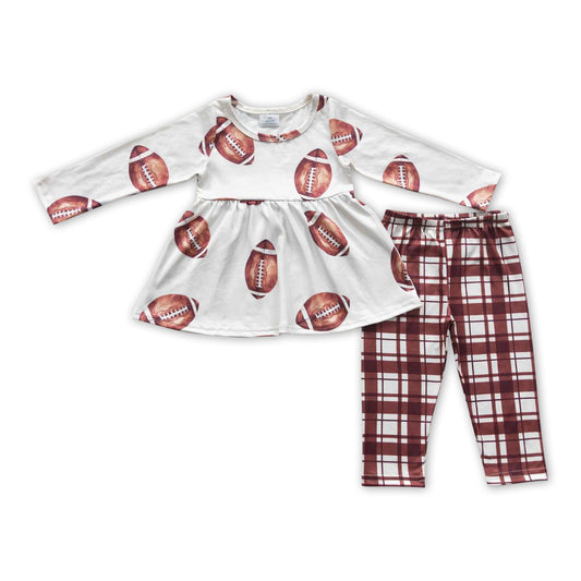 Football tunic brown plaid leggings girls clothes