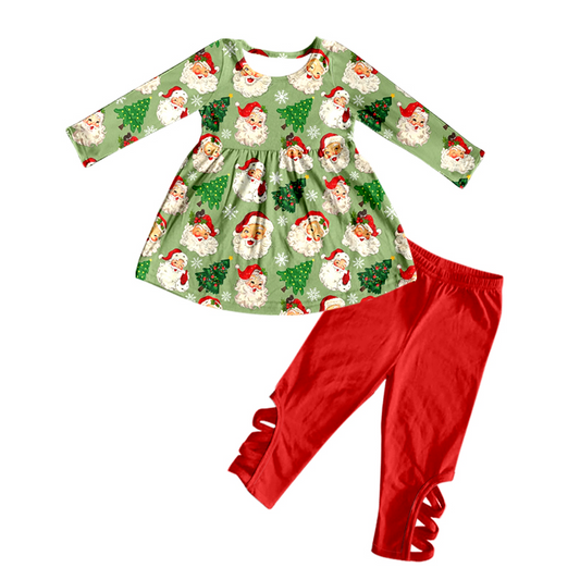 Santa Christams tunic criss cross leggings girls clothes