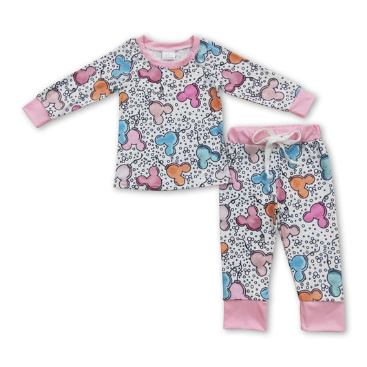 Mouse balloon long sleeves baby girls pajamas