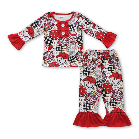 Ho ho ho howdy santa smile girls Christmas pajamas