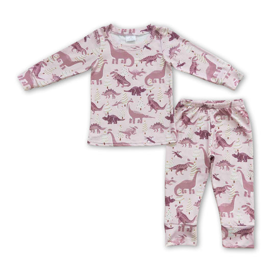 Dinosaur hat long sleeves kids girls Christmas pajamas