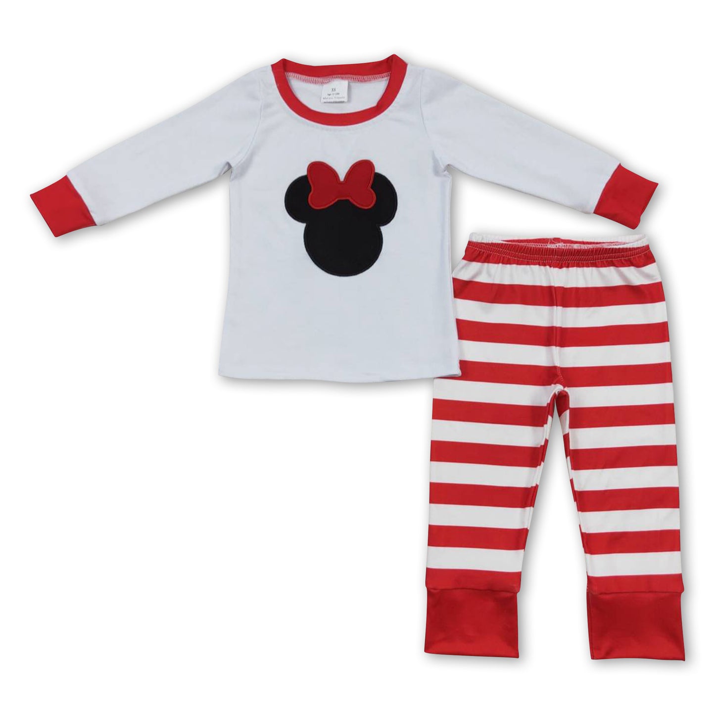 Mouse bow top stripe pants cute girls pajamas