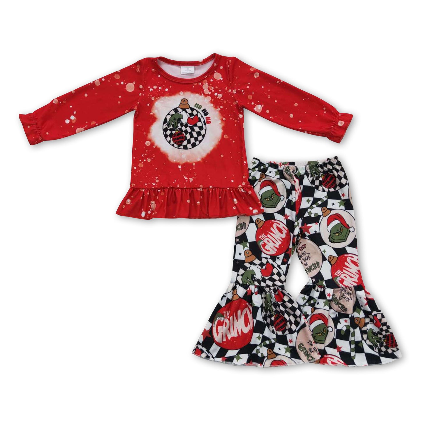 Ho ho ho green face jingle bell girls Christmas outfits