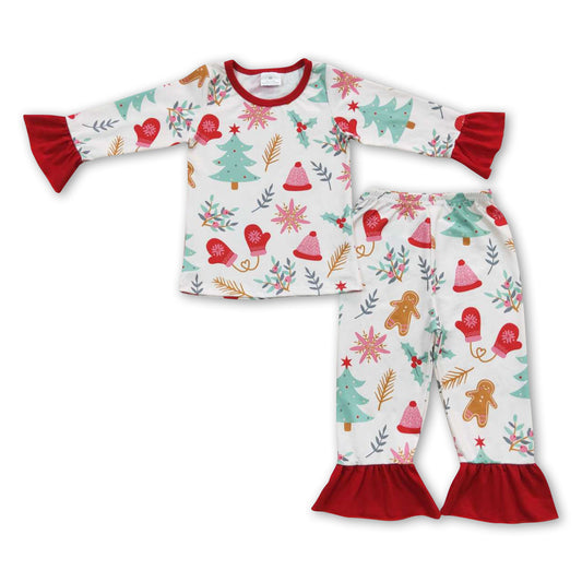 Gingerbread Christmas tree kids girls pajamas