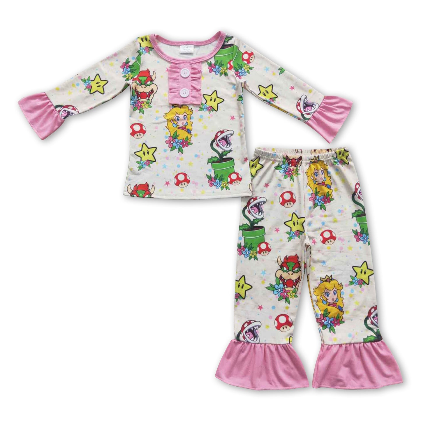 Long sleeves game princess baby girls pajamas