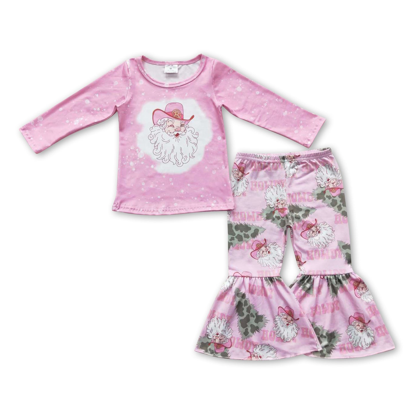 Pink Howdy santa Christmas tree girls clothing