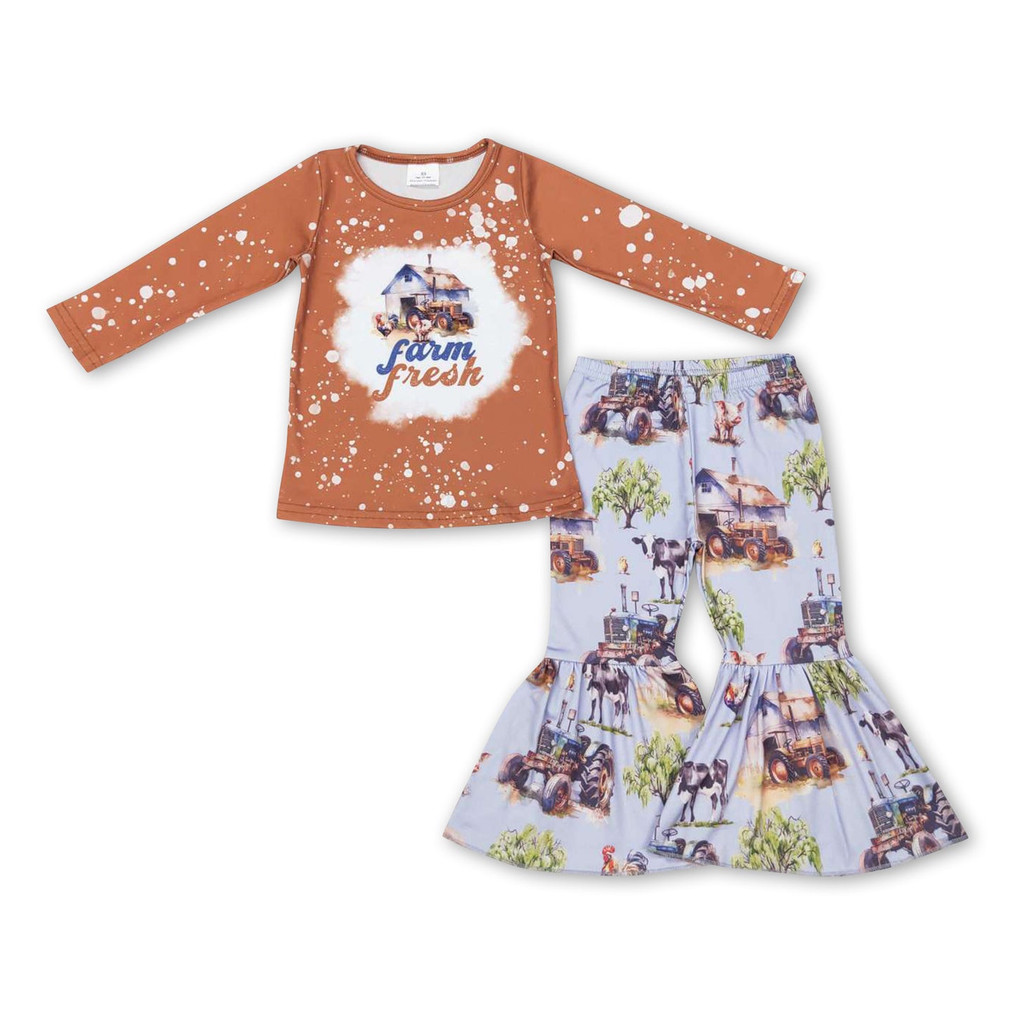 Farm fresh top chicken cow pig pants girls clothes