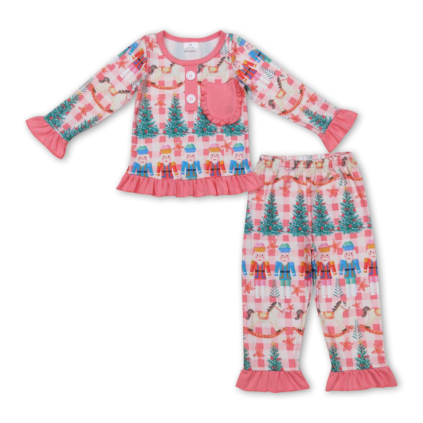 Christmas tree ballet ruffle long sleeves girls pajamas