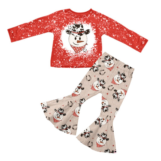 Cow print snowman western kids winter clothes