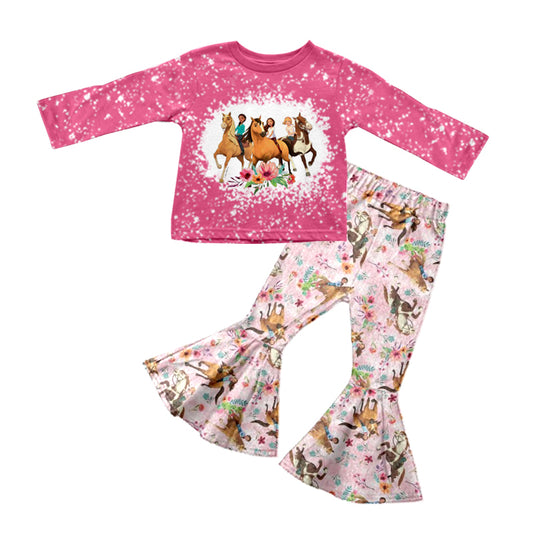 Horse bleached top pants kids girls clothing